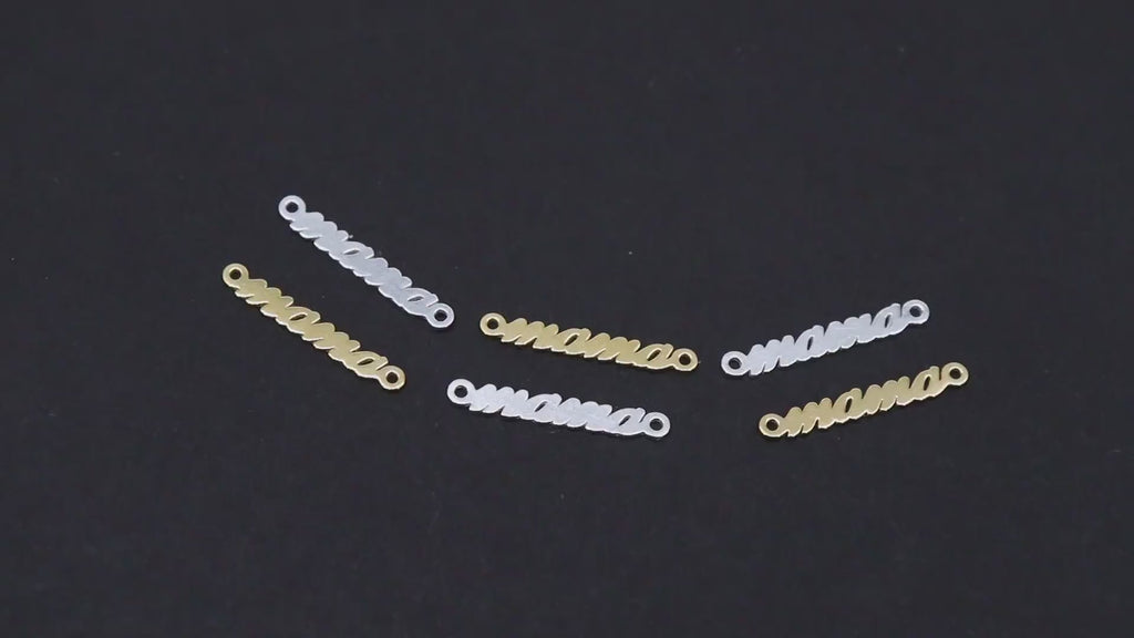 14 K Gold Filled Mama Connector, 925 Sterling Silver Mom Links # 3113, Script 18 mm Dainty Mothers Day Gifts