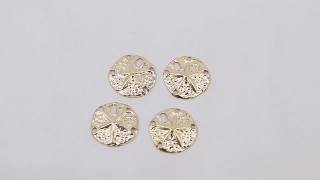 14 K Gold Filled Sand Dollar Charms, 12 mm Small Beach Necklace #745, Genuine 14 20 Ocean Dangle