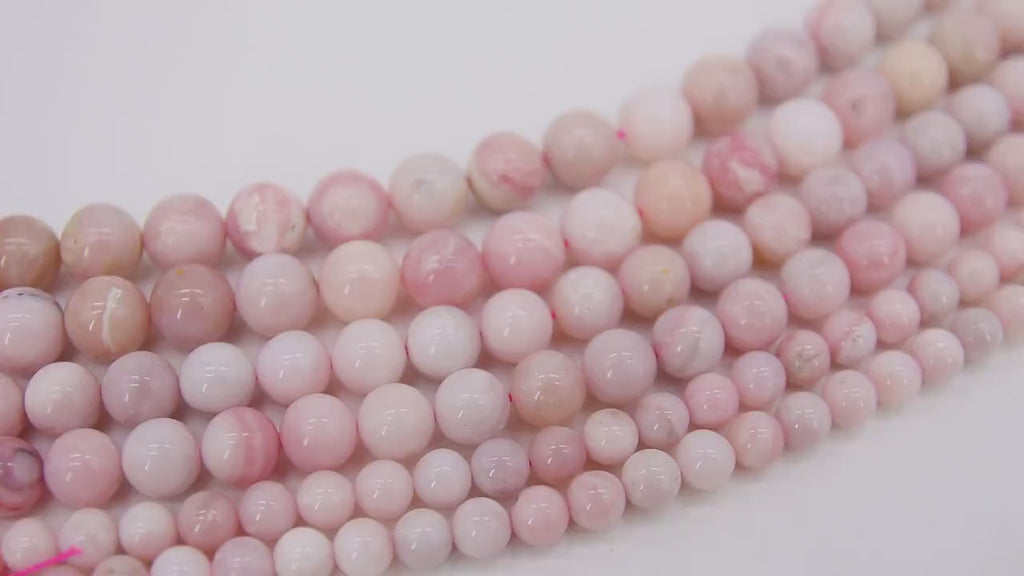 Natural Pink Opal Beads, Genuine Smooth Round Beads BS #38, sizes in 6 mm 8 mm 10 mm FULL Strands