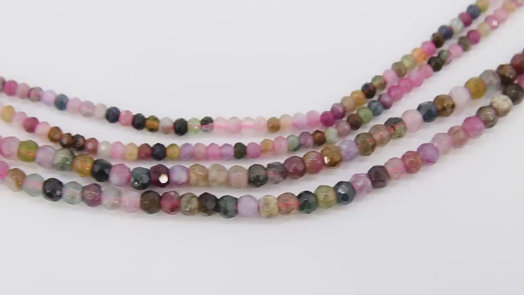 Natural Tourmaline Beads, Faceted Multi Mixed Tourmaline Beads BS #128, Genuine Jewelry Beads sizes 3 mm or 4 mm 15.5 inch Long Strands