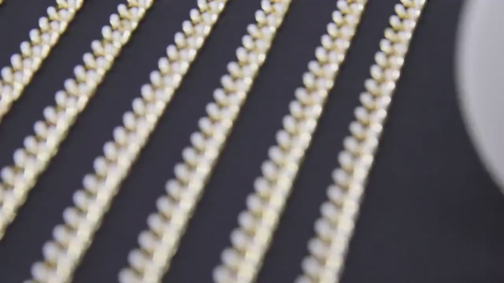 Gold Cuban Curb Chain, White Enamel Stainless Steel Chain CH# 649, 5 x 6 mm Flat Miami Oval Jewelry Chains