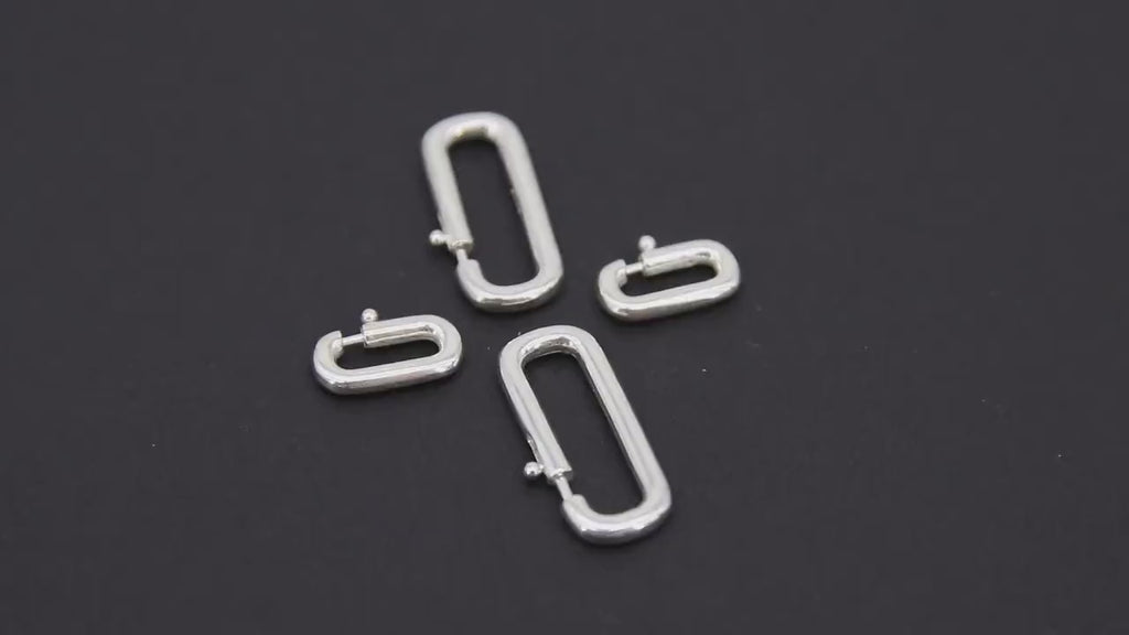 925 Sterling Silver Lobster Clasps, 13 mm Small Silver Oval Long Clasps # 2984, Large 22 mm Clips