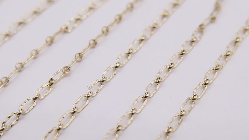 14 K Gold Filled Paper Clip Chain, 14 20 Nugget Rectangle CH #707, Long and Short Chain