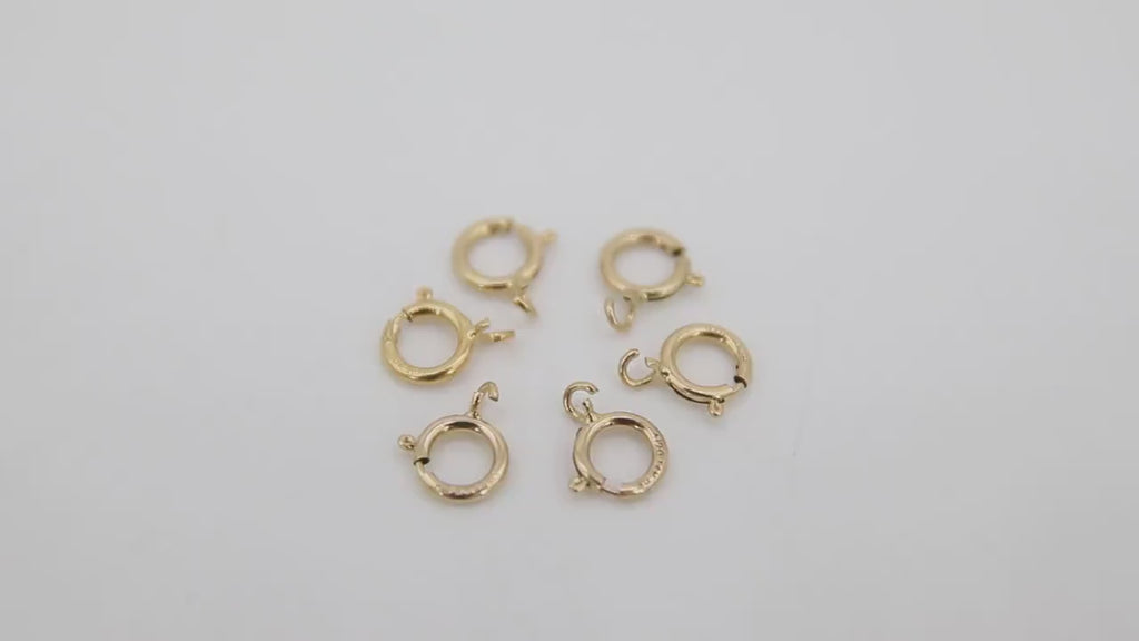 14 K Gold Filled Spring Ring 7.0 mm Clasps, 6.0 mm Jewelry Findings # 2118, 8.0 mm Stamped 14 20 with Open Loop