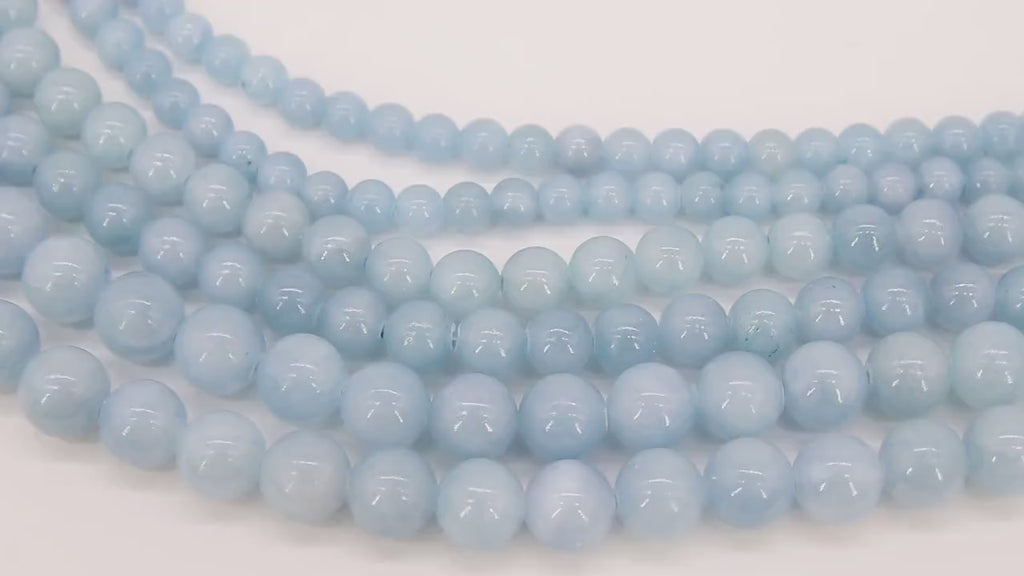 Powder Blue Beads, Smooth Round Light Blue Beads BS# 120, size 6 mm 8 mm or 10 mm 16 inch FULL Strands