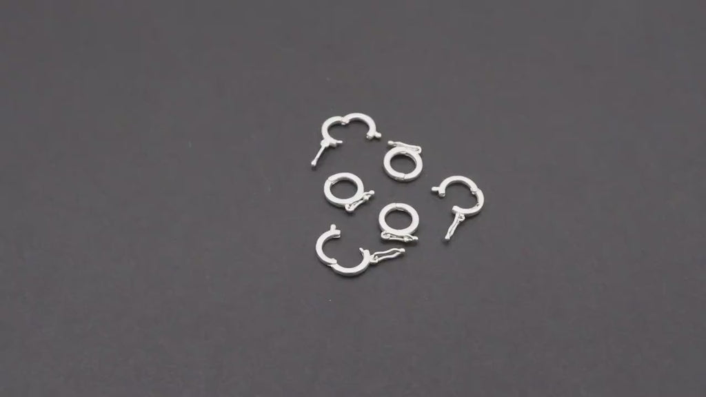 925 Sterling Silver Round Push Clip, 9 mm Silver Small Clips # 2258, Snap Closed Jump Ring Connectors