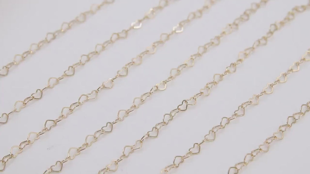 Gold Filled Heart Chains, 5 mm Heart Shaped 12 K Gold Filled Chain CH# 749, 2.6 mm Heart Unfinished Designer Chain CH #716