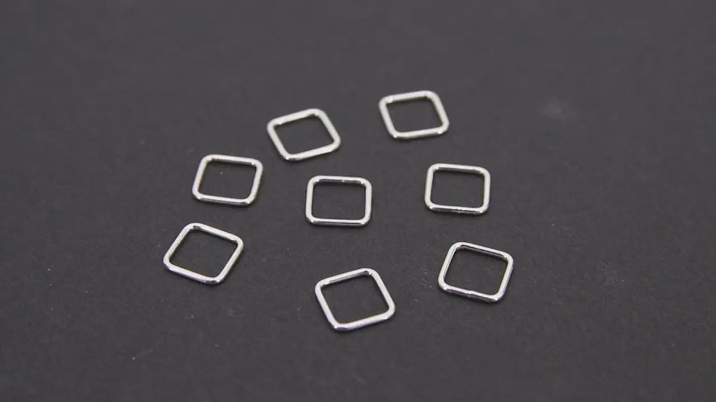 925 Sterling Silver Square Shape Charms, 8 mm Silver Diamond Shaped Soldered Links # 3384, Soldered Closed Connector Charms