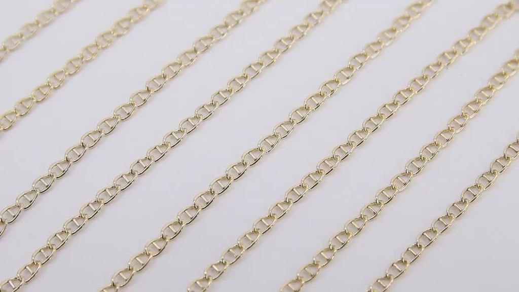 14 K Gold Filled Mariner Chain, 4.5 mm Anchor Sequin Flat Chains CH #720, USA Unfinished Soda Tab Chain