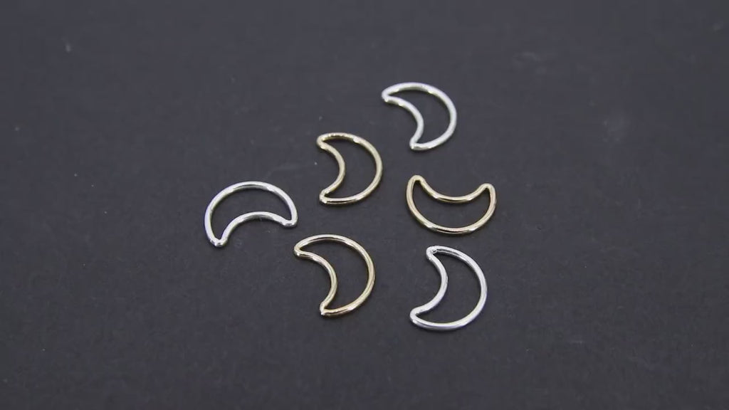 14 K Gold Filled Half Moon Charms, 11 mm 925 Sterling Silver Soldered Links # 3405, Crescent Moon