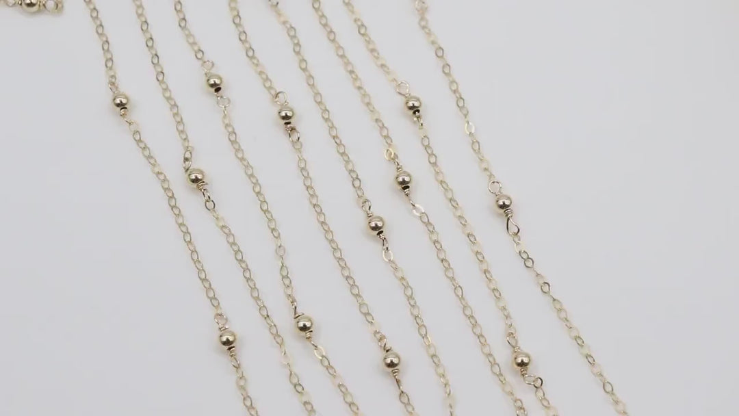 14 K Gold Filled Satellite Chains, Fancy Cable with 3 mm beads CH# 925, 14 20 Unfinished By Foot