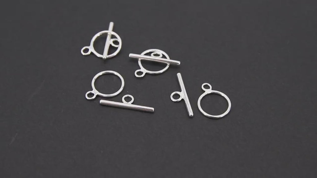 925 Sterling Silver Toggle Clasp Set, 14 x 12 mm Toggle Ring # 2637, 19 mm T Bar Stamped 925 Clasps