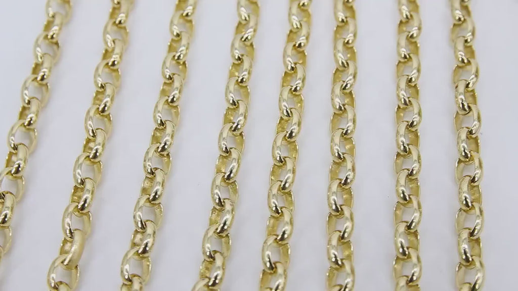 Gold ROLO Chain, 8 mm Oval Chains CH #103, Large Thick Unfinished Jewelry Chains
