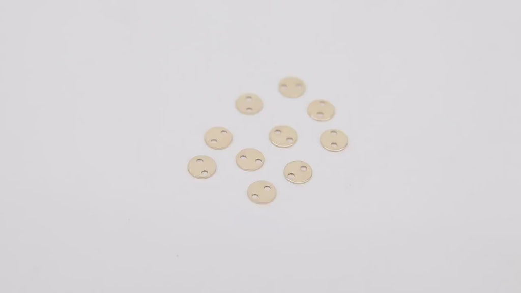 14 K Gold Filled 4 mm Round Disc Connectors, 10 Pc Tiny Flat Gold Blanks # 2245, Minimalist 14 20 Jewelry