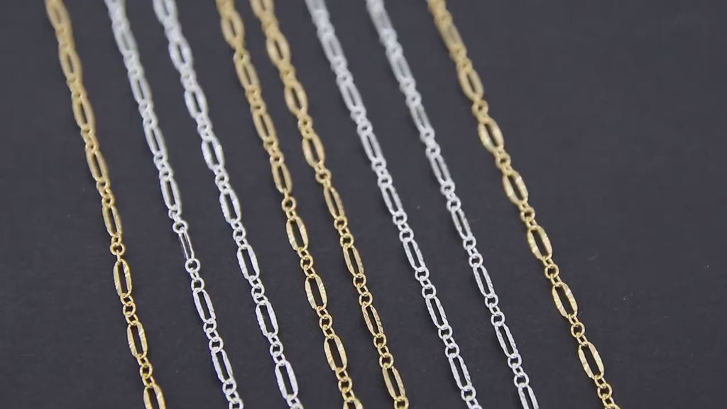 14 K Gold Filled Sequin Bar Chains, 925 Sterling Silver 2.3 mm Bar CH #875, 5.4 mm Unfinished Chain
