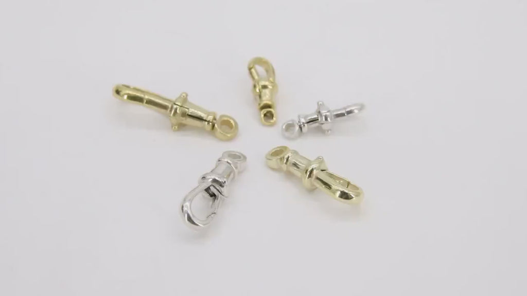 Gold Swivel Lobster Clasps, Albert 14 K Gold 925 Sterling Silver Push Clip Lobster Claws # 3383, 3 Styles Jewelry Findings