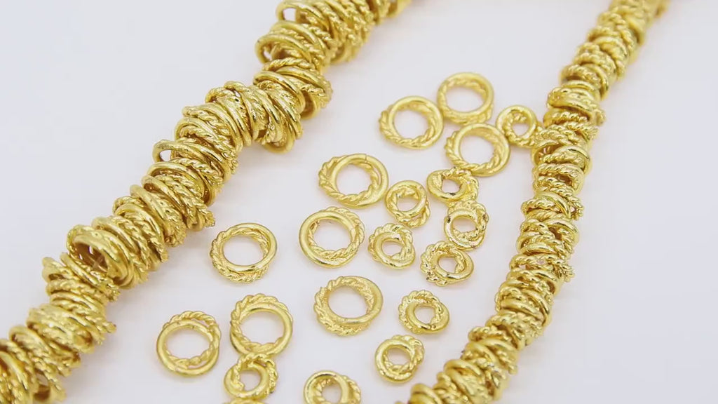 Gold Double Ring Spacer Beads, 20-160 pcs Round Brushed Love Knot Rings, AG 2925