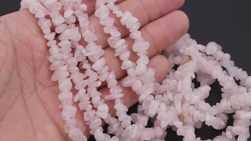 Natural Rose Quartz Beads, Shiny White Chips and Nugget Pink Beads BS #153, sizes 5-8 mm