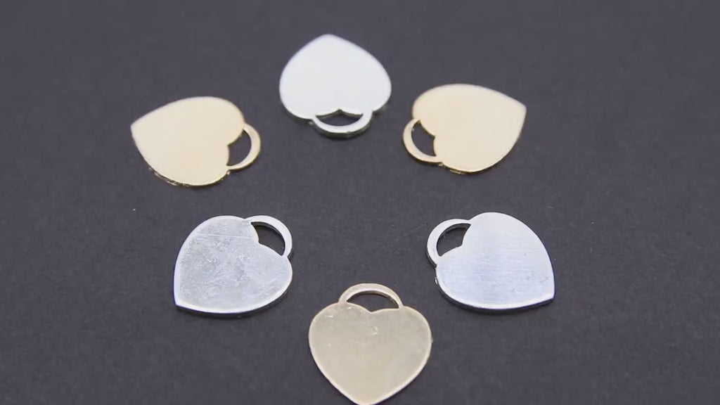 925 Sterling Silver Heart Charm, 14 mm 14 K Gold Filled Flat Lock Style Heart # 2334, 14 20 Smooth Charms