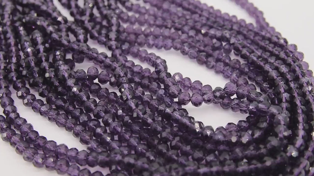 Purple Crystal Beads, Shimmery Faceted AB Crystal Rondelle Beads BS #292, sizes 6 mm