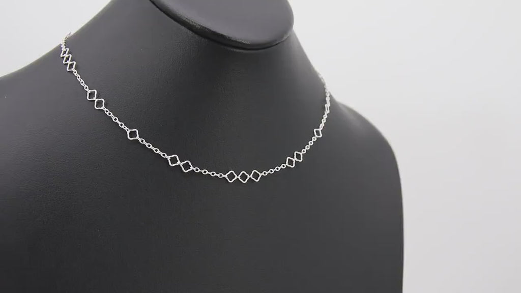 14 K Gold Filled Clover Chain Necklace, 925 Sterling Silver Long Short Quatrefoil Link Necklace, Stamped 14/20 or 925