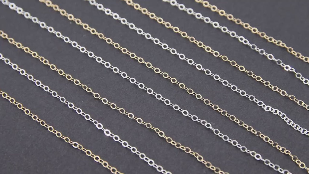 925 Sterling Sliver Hammered Cable Chains, 2.1 mm 14 K Gold Filled CH# 728, Dainty Chain CH #836