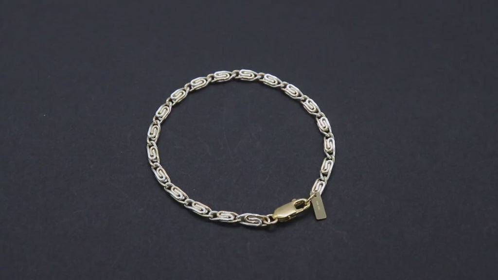 14 K Gold Filled Paperclip Chain Link Bracelet, 925 Sterling Silver Two Tone Mixed Metal Oval Gold Link Bracelet, Large Lobster