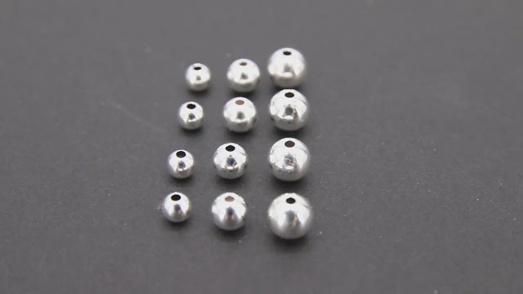925 Sterling Silver Beads,  Smooth Seamless Silver Round Beads #769, High Quality 2