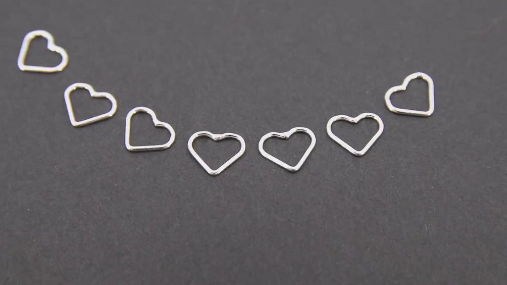 925 Sterling Silver Heart Charms, 7 mm Silver Soldered Links #2203, Jewelry Rings