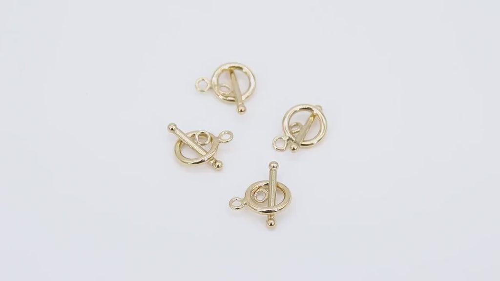 14 K Gold Toggle Clasp Set, Ball End 12 x 9.0 Gold Filled Toggle Ring #2800, 14 mm Ball End T Bar Jewelry Findings
