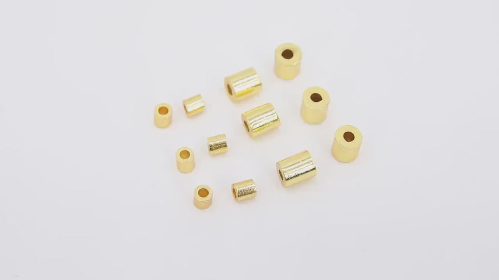 Smooth Gold Drum Beads, 4 mm or 6 mm Barrel Bead #3130, Long Round Tube Cylinder
