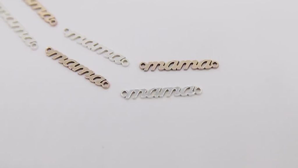 14 K Gold Filled Mama Connector, 925 Sterling Silver Mom Links #2345, Script 18 mm Dainty Mothers Day Gifts