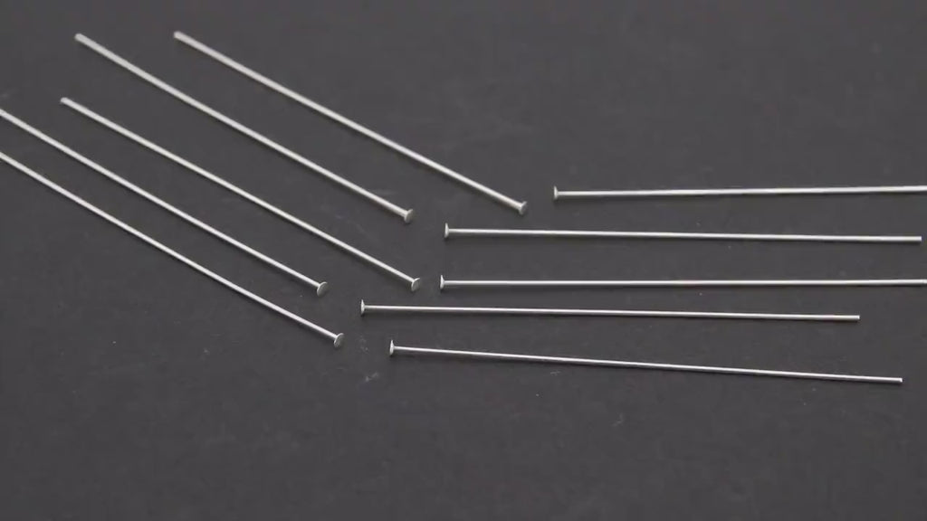 925 Sterling Silver Headpins, Long Wire Flat End Pins for Bead Inserts # 3408, 2 Inch long with 1.5 mm Head