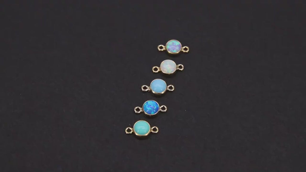 14 K Gold Filled Solitaire Connectors, 4 mm White Opal Links #2813, Pink CZ Style Genuine 14 20 Gold Blue Opal