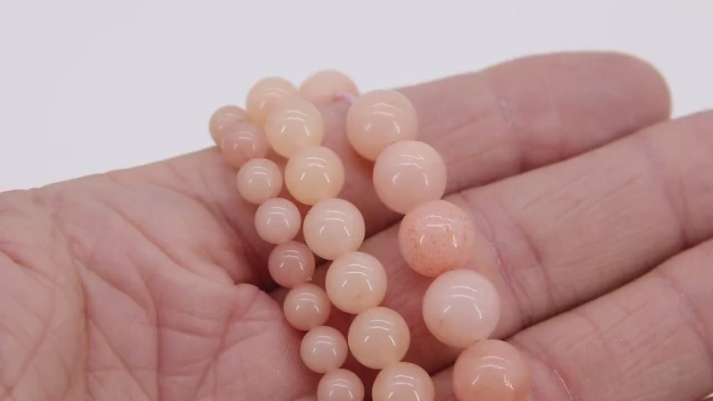 Natural Pink Opal Beads, Genuine Smooth Round Beads BS #203, sizes in 6 mm 8 mm 10 mm 15.3 Inch FULL Strands