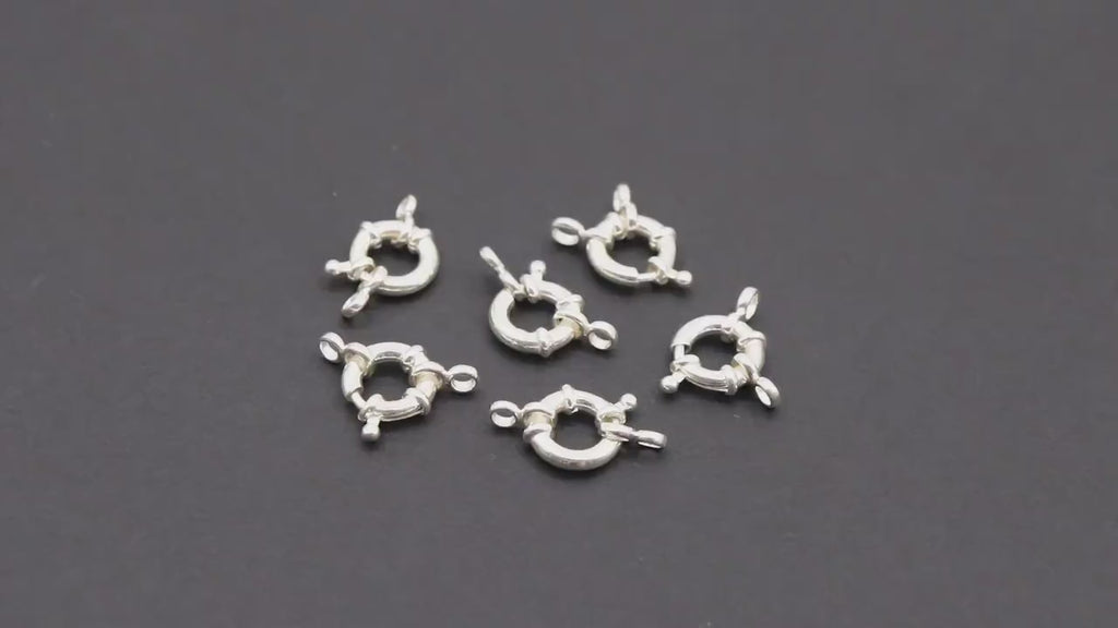 925 Sterling Silver Spring Ring Clasps, 11 mm Bolt Clasp # 2534, Thick 3.4 mm Sailor Clips
