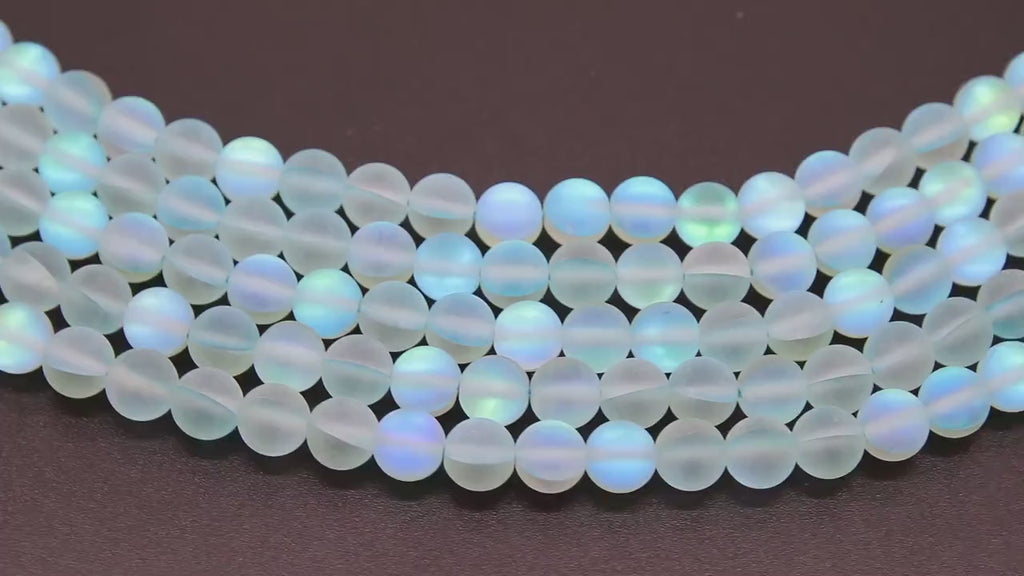 Baby Blue AB Beads, Smooth Multi Color Iridescent Beads BS #113, sizes in 8 mm 15.25 inch FULL Strands