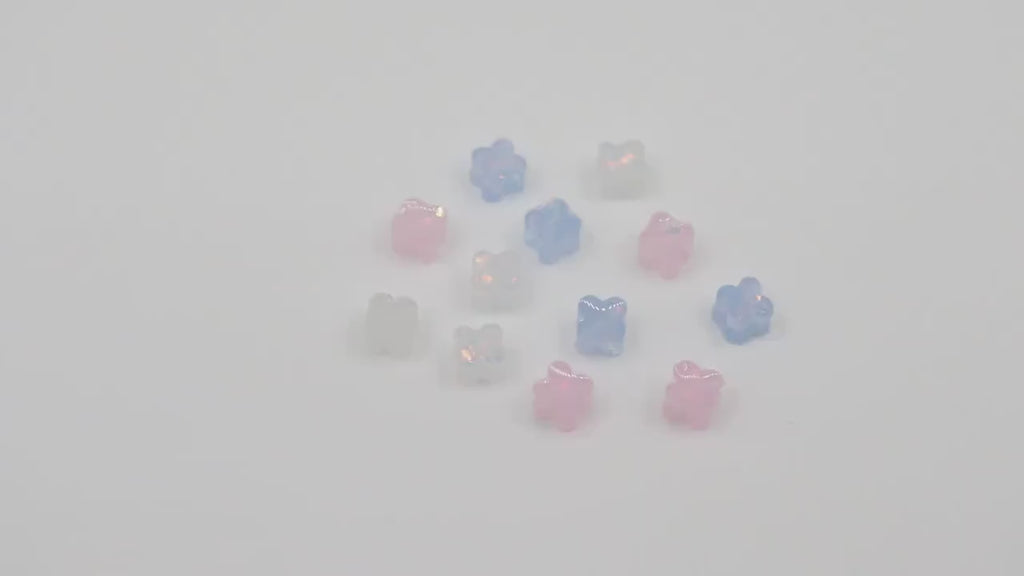 Clover 6 mm Beads, Pink Blue or White Opalite Small Dainty Quatrefoil Beads # 3675, 1 mm Side to Side Holes