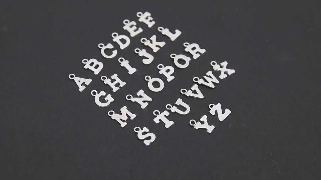 925 Sterling Silver Letter Charms, 6 x 8 mm Silver Alphabet Letters #2463, Minimalist Block Name Letters
