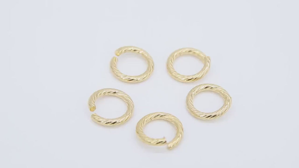 Stainless Steel Gold Jump Rings, 13 mm Open Twisted Silver Rings #384, Large Textured 12 Gauge