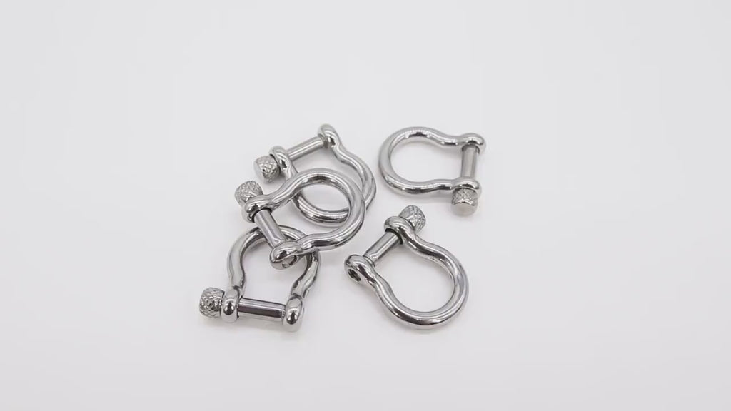 Gold Shackle Clasp, Small Black Ring Connector 19 mm Jewelry Clasps in Silver #2879, Silver Screw Clasps