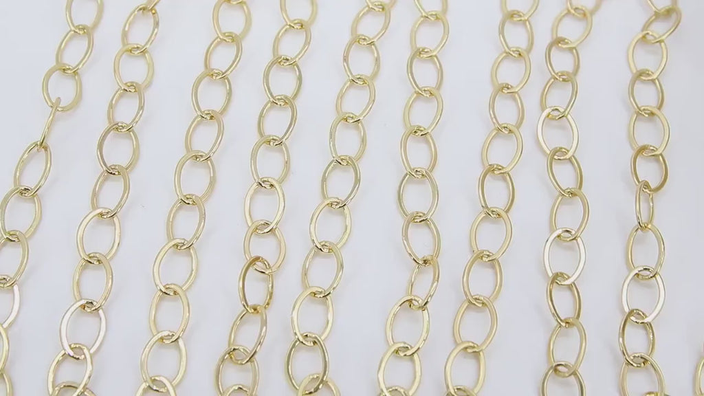 Gold Oval Chain, 10 mm Large Silver Oval Cable Chains CH# 202, Unfinished Rolo Chunky Paperclip Necklace Chains