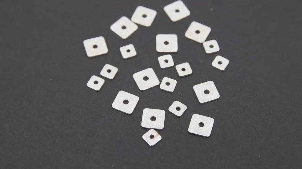 Silver Flat Spacer Beads, 20- 280 pcs Square Brushed Silver Metal Discs #3060, Heishi Rondelle