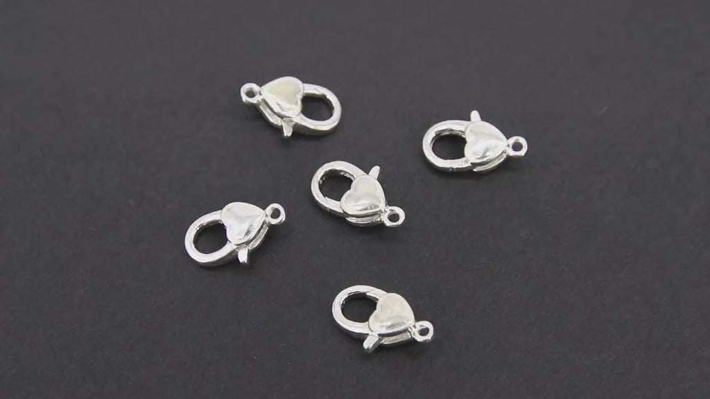 925 Sterling Silver Heart Lobster Clasp, 12 mm Lobster Claw #2305, 925 Love Clasp