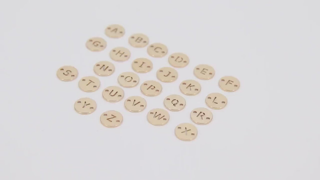 14 K Gold Filled Letter Connectors, 6 mm Gold Alphabet Letter # 3423, Round Block Name Letters