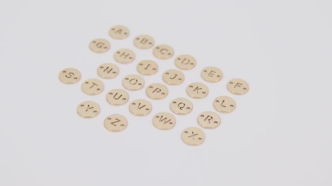 14 K Gold Filled Letter Connectors, 6 mm Gold Alphabet Letter # 3423, Round Block Name Letters