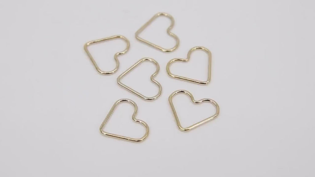 925 Sterling Silver Heart Charms, 13 mm 14 K Gold Filled Soldered Links #2201, Jewelry Rings