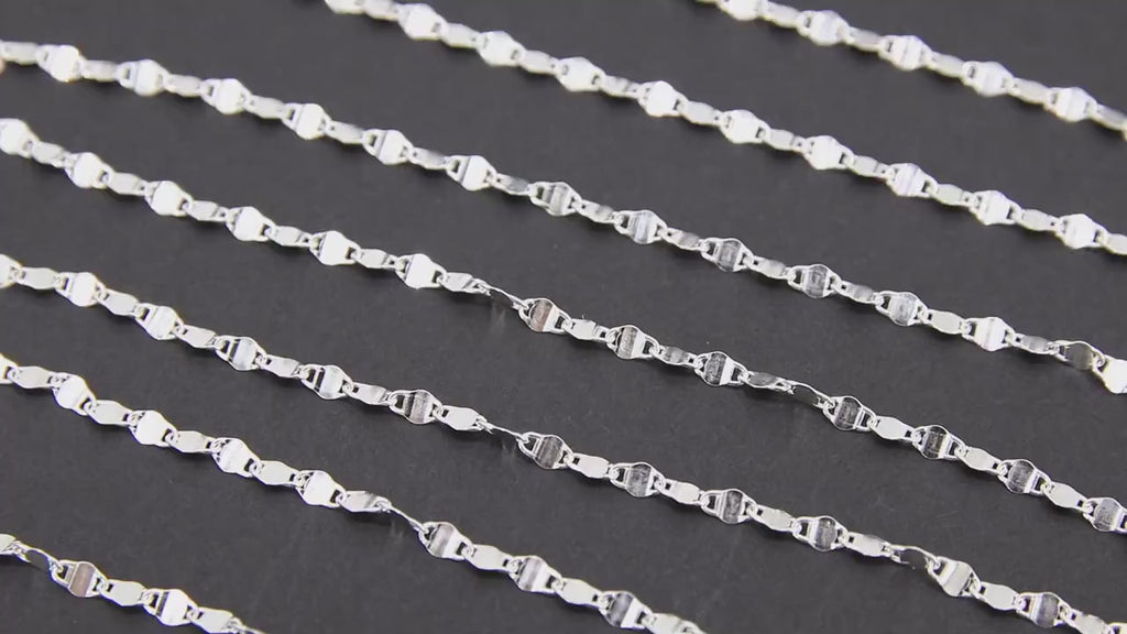 925 Sterling Silver Moroccan Chain, 4 mm Sequin Dapped Chains CH #804, Dainty Silver Beaded Flat Jewelry Chain