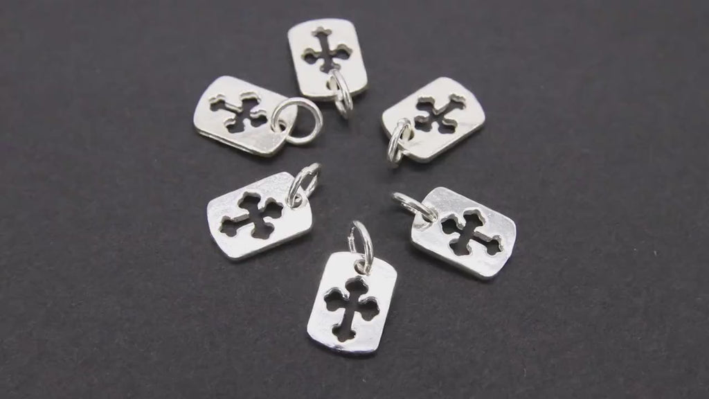 925 Sterling Silver Cross Charms, 11 mm Silver Rectangle Cut Out Cross Scapula # 116, Maltese  Cross Jewelry