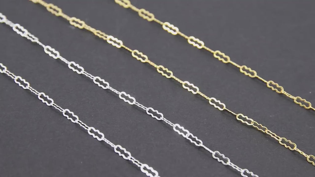 14 K Gold Filled Wavy Bar Paperclip Chain, 5.5 mm 925 Sterling Silver Ripple Chains CH #819, Unfinished Long and Short CH #705